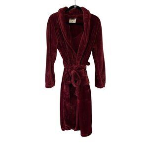 Rongtai cranberry red luxurious soft comfy midi length robe womens sz M